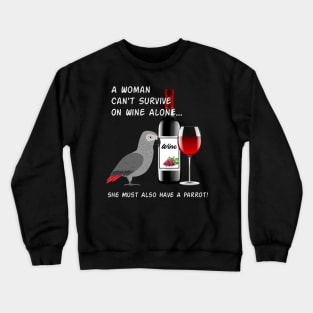 African Grey Parrot Wine Loving Drinking Crewneck Sweatshirt